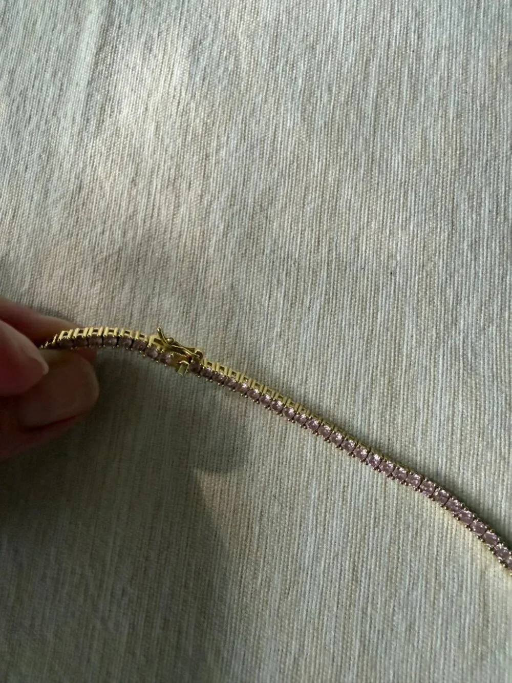 OBJKTS cubic zirconia PINK necklace WORN ONCE 40cm length